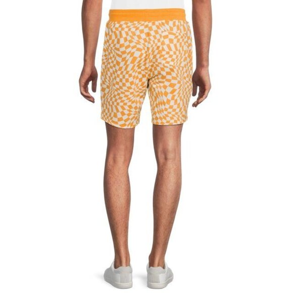 No Boundaries Mens Lounge Shorts Orange White Checked Summer Relaxed Size 2XL - Picture 2 of 5